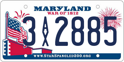 MD license plate 3AX2885