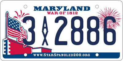 MD license plate 3AX2886