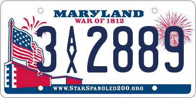 MD license plate 3AX2889