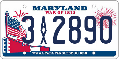 MD license plate 3AX2890