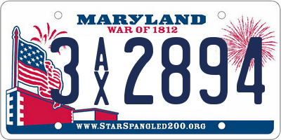 MD license plate 3AX2894