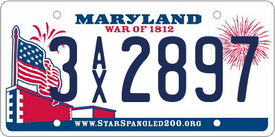MD license plate 3AX2897