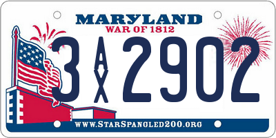 MD license plate 3AX2902