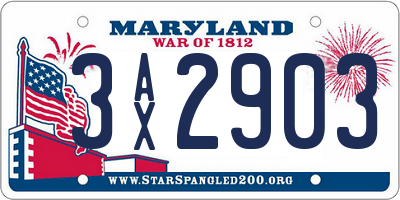 MD license plate 3AX2903