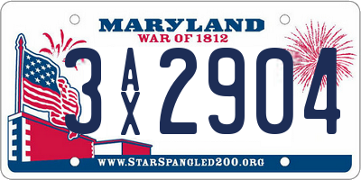 MD license plate 3AX2904