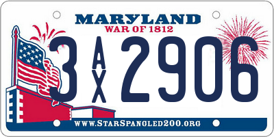 MD license plate 3AX2906