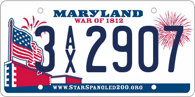 MD license plate 3AX2907