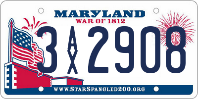 MD license plate 3AX2908