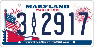 MD license plate 3AX2917