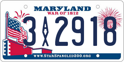 MD license plate 3AX2918