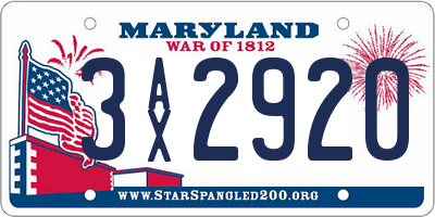 MD license plate 3AX2920