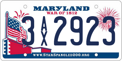 MD license plate 3AX2923