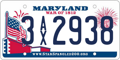 MD license plate 3AX2938