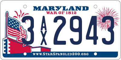 MD license plate 3AX2943