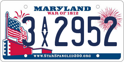 MD license plate 3AX2952