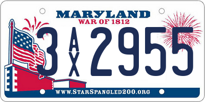 MD license plate 3AX2955