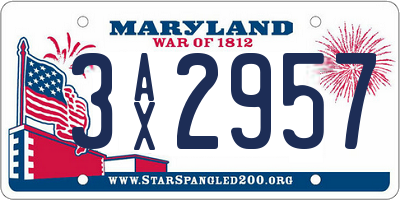 MD license plate 3AX2957