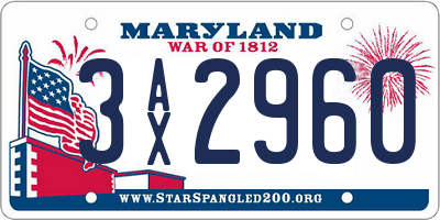 MD license plate 3AX2960