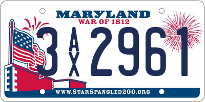MD license plate 3AX2961