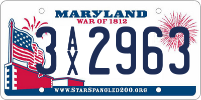 MD license plate 3AX2963