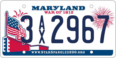 MD license plate 3AX2967