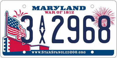 MD license plate 3AX2968