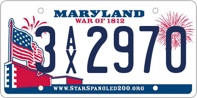 MD license plate 3AX2970
