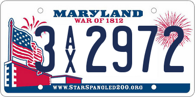 MD license plate 3AX2972