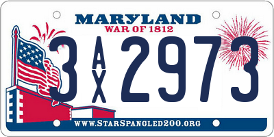 MD license plate 3AX2973