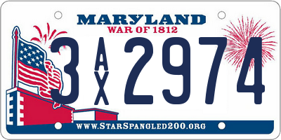 MD license plate 3AX2974