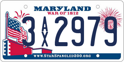 MD license plate 3AX2979
