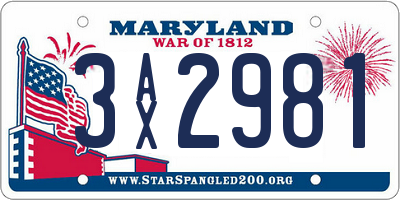 MD license plate 3AX2981