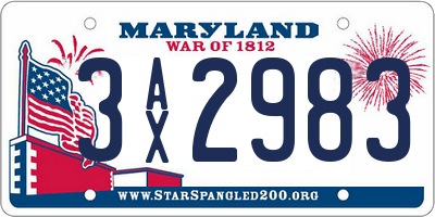 MD license plate 3AX2983