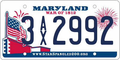 MD license plate 3AX2992