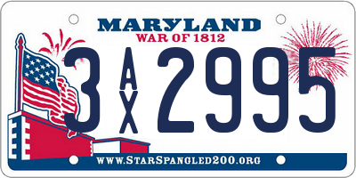MD license plate 3AX2995