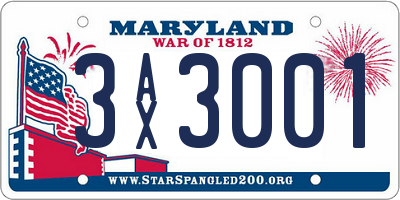 MD license plate 3AX3001