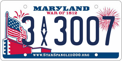 MD license plate 3AX3007