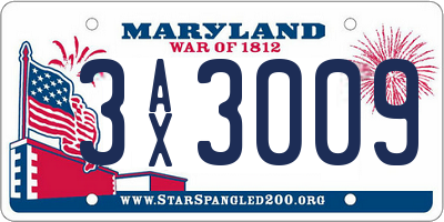 MD license plate 3AX3009
