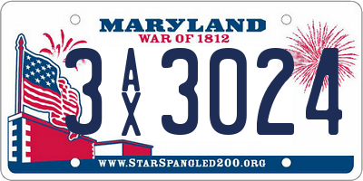 MD license plate 3AX3024