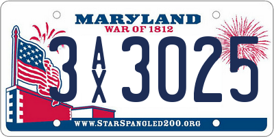 MD license plate 3AX3025