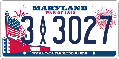 MD license plate 3AX3027
