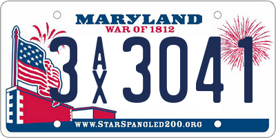 MD license plate 3AX3041