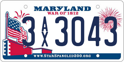 MD license plate 3AX3043