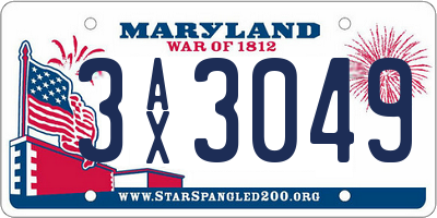 MD license plate 3AX3049