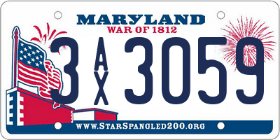 MD license plate 3AX3059