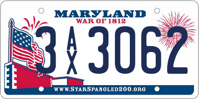 MD license plate 3AX3062