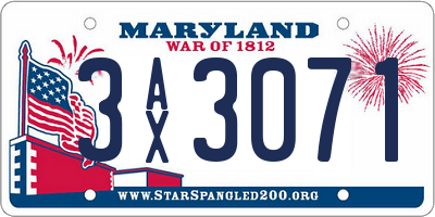 MD license plate 3AX3071