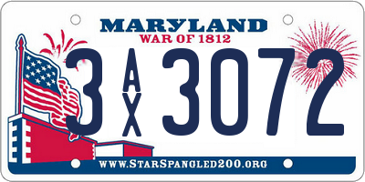 MD license plate 3AX3072