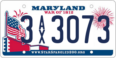 MD license plate 3AX3073