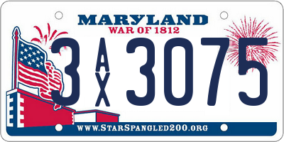 MD license plate 3AX3075